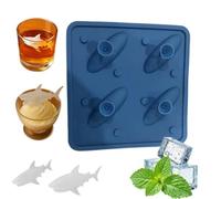 Shark Silicone Ice Mold, 3D Shark Silicone Ice Cube Molds, DIY Mould Sharks Fin ICES Cube Tray, 4 Cavaties Fish Cubes Decorations for Whiskey, Cocktails and Juice, Gifts for Sharks Lovers