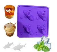 Shark Silicone Ice Mold, 3D Shark Silicone Ice Cube Molds, DIY Mould Sharks Fin ICES Cube Tray, 4 Cavaties Fish Cubes Decorations for Whiskey, Cocktails and Juice, Gifts for Sharks Lovers