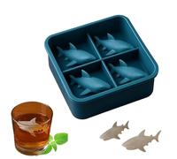 Shark Silicone Ice Mold, 3D Shark Silicone Ice Tray, 4 Cavity Sh-ark Mold Funny, Sh-ark Iice cubbes, Easy-Release, for Parties, Home Bars (#1pc)