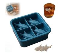 Shark Silicone Ice Mold, 4-chamber Silicone Ice Tray, With Homemade Drink Decoration, Interesting Animal-shaped 3D Popsicle Mold, Easy To Demold, Suitable For Shark Lovers, Whisky Party Drink, BPA-fre