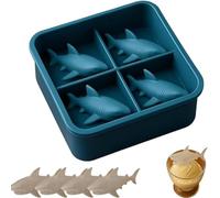 Shark Silicone Ice Mold, Cute 3D Shark Ice Cube Molds, 4 Cavity Fun Easy-Release DIY Mould Suitable for Whiskey Juice Cocktail Coffee Etc.Chilling Drinks (1pcs)