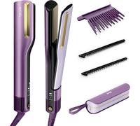 Shark SilkiPro Straight Hair Straightener + Dryer in One Tool with Heat-Resistant Storage Case - Plum Satin HT401UKPU