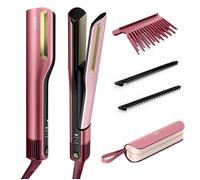 Shark SilkiPro Straight Hair Straightener + Dryer in One Tool with Heat-Resistant Storage Case - Rose Petal HT401UKPK