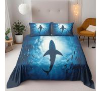 Shark Single Bedding Set For Kids Boys Girls Microfibre Duvet Cover 135×200Cm 3D Printed Bedroom Zipper Quilt Cover Sets With 2 Pillowcase 50×75Cm
