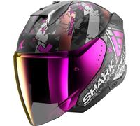 Shark Skwal i3 Jet Hellcat Jet Helmet, black-white-pink, size M for Men