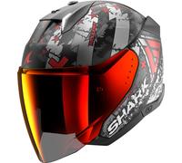 Shark Skwal i3 Jet Hellcat Jet Helmet, black-white-red, size 2XL for Men