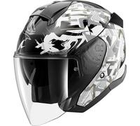 Shark Skwal Jet Pranz Jet Helmet, black-white-gold, size S for Men