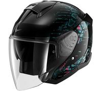 Shark Skwal Jet Reptaia, open face helmet M Black/Turquoise/Pink