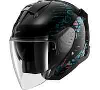 Shark Skwal Reptaia Jet Helmet, black-blue, size S for Men
