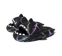 Shark Slides Original, Unisex Sharky Chanclas, Cloud Shark Home Spa Slippers Sandals (Lightning Black, adult, women, numeric_9, numeric_range, uk_footwear_size_system, numeric_10_point_5, medium)