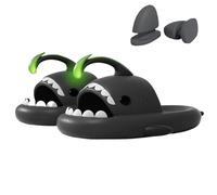 Shark Slippers, Lantern Fish Shark Slippers, Angler Fish Slides, Super Soft, Comfy, Shark Sandals For Women Men (Dark Gray, Adult, Women, 9, Numeric Range, UK Footwear Size System, 10.5, Medium)
