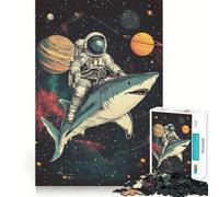 Shark Space Astronaut 1000 Piece Jigsaw Puzzles for Adults Teenagers Memory Upgrade Light Relax Sharp Cut Lovely Gift 38x52cm