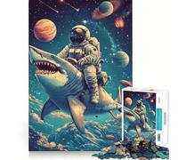 Shark Space Astronaut 1000 Piece Jigsaw Puzzles for Teenagers Jigsaw Solid Logic Toy Calm Fun Precision Cut Santa Wish Item 50x75cm