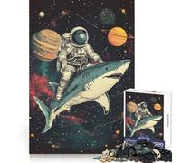 Shark Space Astronaut 1000 Pieces Jigsaws Adults Puzzles Gifts Brain Workout Toy Relaxed Mind Art Assembly Memorable Gift 50x75cm