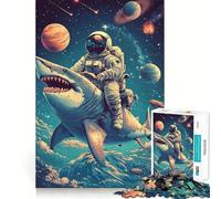 Shark Space Astronaut 1000 Pieces Jigsaws Adults Puzzles Gifts Fine Logic Toy Gentle Leisure Neat Edge Lovely Gift 38x52cm