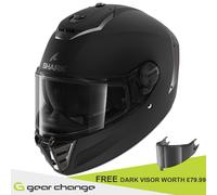 Shark Spartan RS Motorcycle Motorbike Helmet Blank Mat KMA - Free Dark Visor