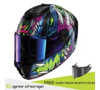 Shark Spartan RS Motorcycle Motorbike Helmet Shaytan KGV - Free Dark Visor
