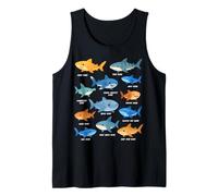 Shark Species Cute Shark Faces Type Marine Biology Kids Boys Tank Top