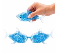 Shark Squishy Fidget 2 Pack Stress Relief Set, Stretchy Gel Bead Filled Sensory Hand Item for Focus and Relaxation, Squeeze Play Stress Ball for Kids Adults Office Desk Blue 14cm