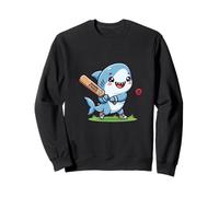 Shark Striker Cartoon Shark Playing Cricket Sweatshirt