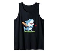 Shark Striker Cartoon Shark Playing Cricket Tank Top