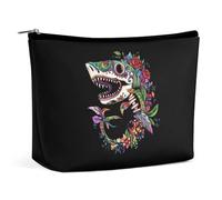 Shark Sugar Skull Mexico Dia De Los Cute Makeup Bag for Women Portable Cosmetic Pouch Lightweight Travel Toiletry Bags