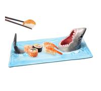Shark Sushi Plate | Shark Shaped Serving Platter | Shark Plate | Ceramic Shark Sushi Plate | Hand-Painted Ceramic Food Serving Tray | Japanese Cheese Board, Hungry Shark Design for Table for Home