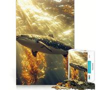 Shark Swimming through Kelp Forest Jigsaw Puzzles for Teenagers 1000 Mind Exercise Toy Home Activity Precision Cut Wall Art Decor 50x75cm