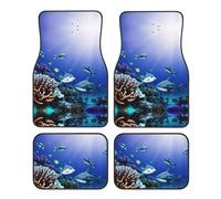 Shark Swimming Under The Sea Car Rug-Four-Piece Waterproof Car Mats Full Set, Pretty Car Accessories Ideal for All Seasons
