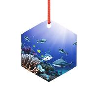 Shark Swimming Under the Sea Christmas Married Ornament, Modern Acrylic Alternative to Versatile Christmas Ornaments