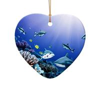 Shark Swimming Under The Sea Christmas Ornament, Christmas Tree Decorations, Holiday Decor And Xmas Gifts Ideas