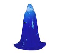 Shark Swimming Under The Sea Hooded Cape For Teenagers Witch Vampire Cosplay Party Halloween Christmas Printed Long Cloak