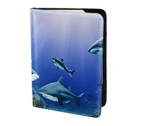 Shark Swimming Under The Sea Print 5.5in Passport Travel Document Wallet Case Stylish Secure Men Women For Travelers, Black, One Size