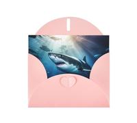 Shark Swimming Under the Sea Print Blank Cards and Envelopes 5" x 6" for Wedding Birthday Invitations and All Occasions