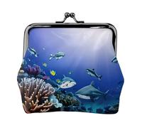 Shark Swimming Under The Sea Print Coin Purse Wallet Buckle Kiss Lock Change Purse Change Holder Wallet Coin Purse