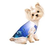 Shark Swimming Under the Sea Print Comfortable Pet Vest, Sleeveless Breathable Top, for Small Puppy Kitten Daily Wear