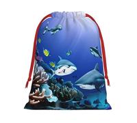 Shark Swimming Under The Sea Print Gift Stylish Bags Holiday Parties Wedding Favors Candy Wrapping Storage Reusable