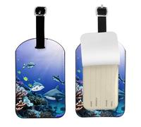 Shark Swimming Under The Sea Print Personalized Luggage Tag with Strap - Baggage Identifier for Suitcase for Travel