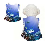 Shark Swimming Under the Sea Print Pet Breathable Sleeveless Skirt XL