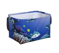 Shark Swimming Under the Sea Print Rectangular Storage Basket Waterproofed Storage Bins Collapsible Organizer Box