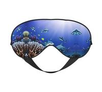 Shark Swimming Under The Sea Print Sleep Eye Mask with Adjustable Strap Soft for Airplane Travel Relax Yoga Nap Meditation