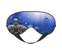 Shark Swimming Under The Sea Print Soft Eye Mask – Comfortable Sleep, Elastic Nighttime Shade, Eye Covers for Travel, Meditation