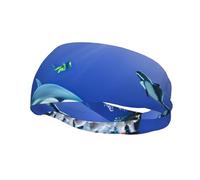 Shark Swimming Under The Sea Print Sports Sweatband Elastic Headband Tennis Basketball Running Fitness Accessories