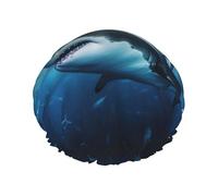 Shark Swimming Under the Sea print Stylish Shower Cap Reusable Shower Cap Women Large Shower Cap for Braids Long Hair