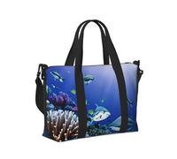 Shark Swimming Under The Sea Print Travel Duffle Bag,Handheld Shoulder Weekender Overnight Bag for Travel,Gym,Yoga