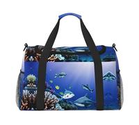 Shark Swimming Under the Sea print Weekender Overnight Carry On Bag Gym Luggage Bag Duffel Bag for Travel Women, Black, One Size
