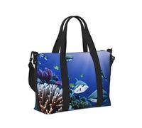 Shark Swimming Under The Sea Print Women Men Travel Hand Bag Lightweight for Carry On Weekend Trip Gym Tote Bags