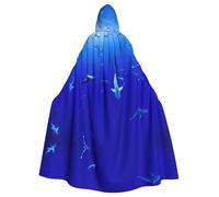 Shark Swimming Under The Sea Printed Hooded Cloak Robe Cloak Witch Vampires Grim Reaper Devil For Boy Girl Cosplay Costume