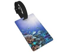 Shark Swimming Under The Sea Printed Small Luggage Tags Portable Bag ID Holders with Adjustable Strap for Travel Gear