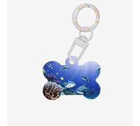Shark Swimming Under The Sea Printing Acrylic Dog Bone Ornament Pet Tags Key Chain Holiday for Lovers Dogs Gift